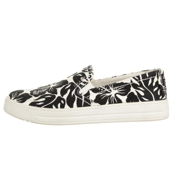 Prada Slip On Round Toe Tropical Print Sneakers - Picture 3 of 5